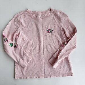 Vineyard Vines Light Pink Kids Long Sleeve Tee with Sleeve Graphics